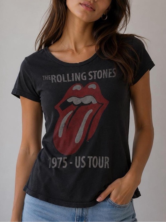 the Rolling Stones Tops - The Rolling Stones 1975 US Tour Graphic Tee Black Size Small